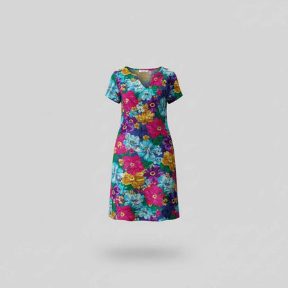 Floral Mini Dress | Women's Summer Dress with Short Sleeves
