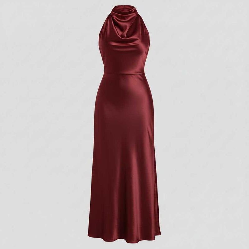 Halter Evening Dress | Midi Formal Gown for Women