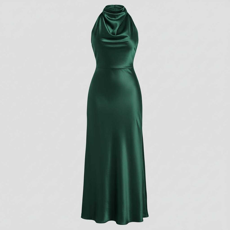 Halter Evening Dress | Midi Formal Gown for Women