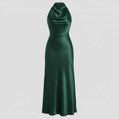 Halter Evening Dress | Midi Formal Gown for Women