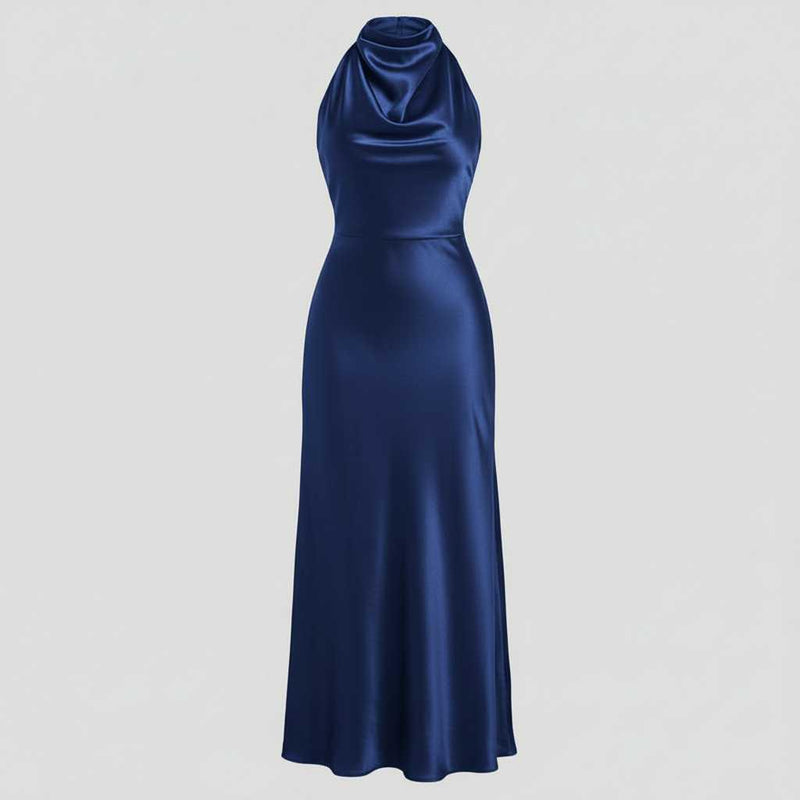 Halter Evening Dress | Midi Formal Gown for Women