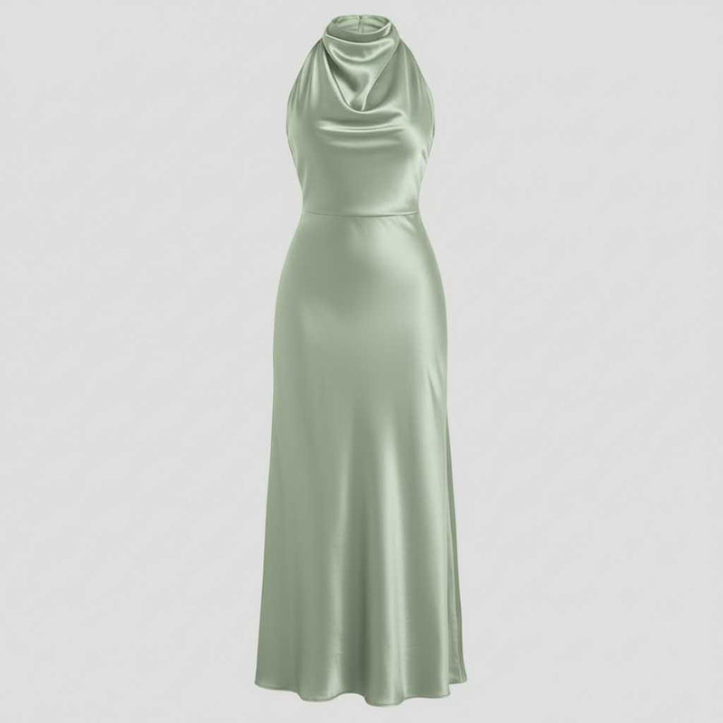 Halter Evening Dress | Midi Formal Gown for Women