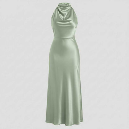 Halter Evening Dress | Midi Formal Gown for Women