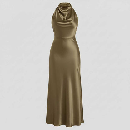 Halter Evening Dress | Midi Formal Gown for Women