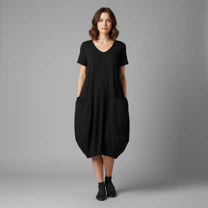 Loose Fitting Summer Midi Dress | Women's Dress with Pockets