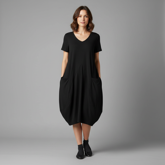 Loose Fitting Summer Midi Dress | Women's Dress with Pockets