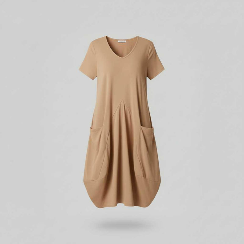 Loose Fitting Summer Midi Dress | Women's Dress with Pockets