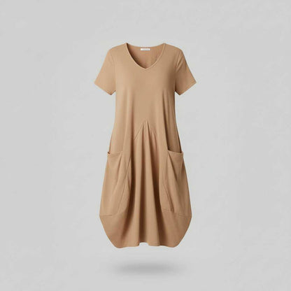 Loose Fitting Summer Midi Dress | Women's Dress with Pockets