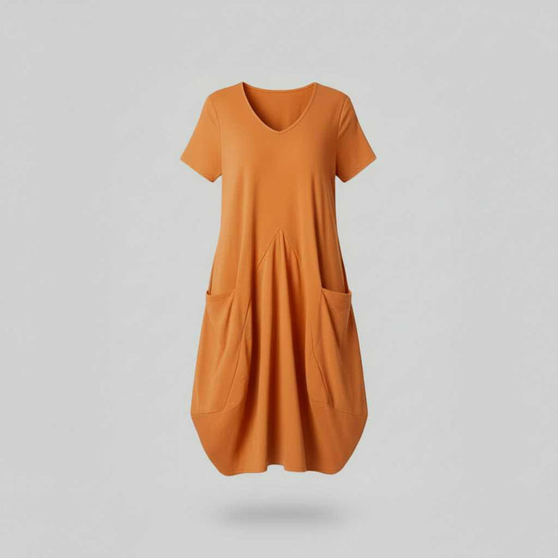 Loose Fitting Summer Midi Dress | Women's Dress with Pockets