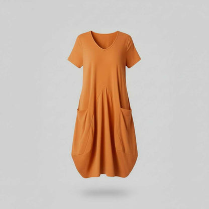 Loose Fitting Summer Midi Dress | Women's Dress with Pockets