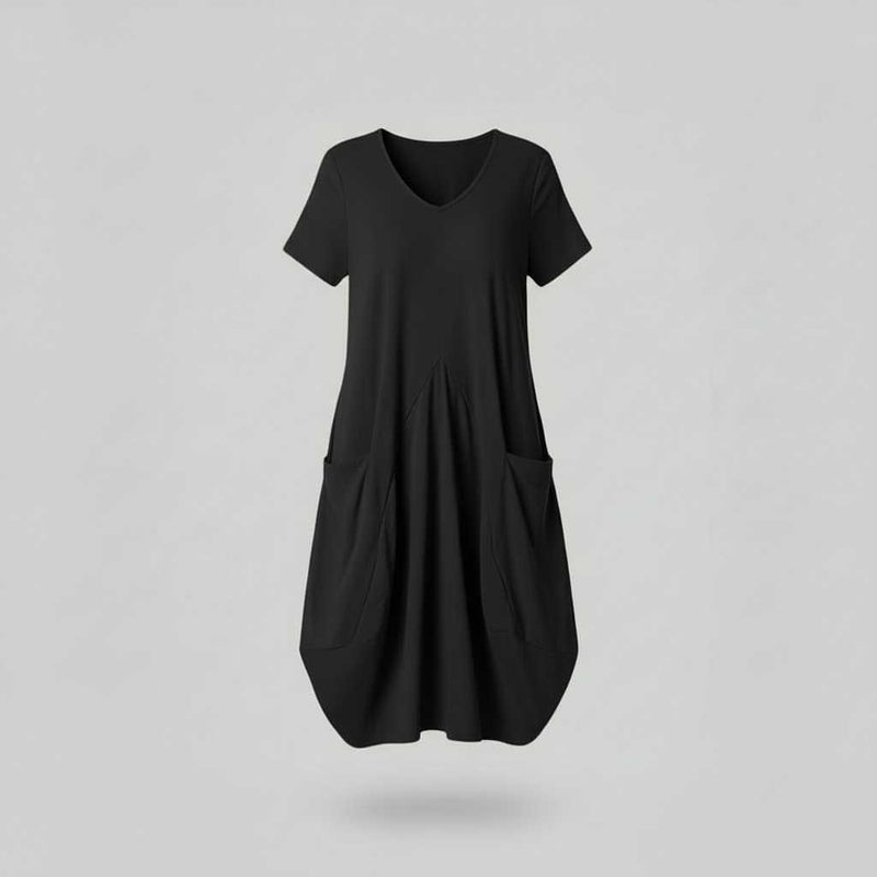 Loose Fitting Summer Midi Dress | Women's Dress with Pockets