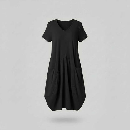 Loose Fitting Summer Midi Dress | Women's Dress with Pockets