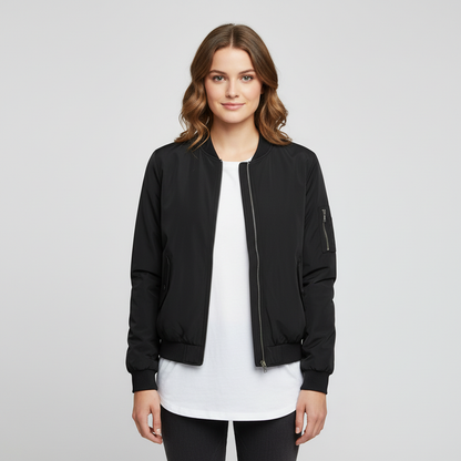 Women's Short Bomber Jacket | Casual Zipper Design