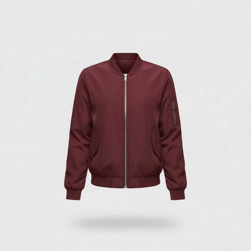 Women's Short Bomber Jacket | Casual Zipper Design