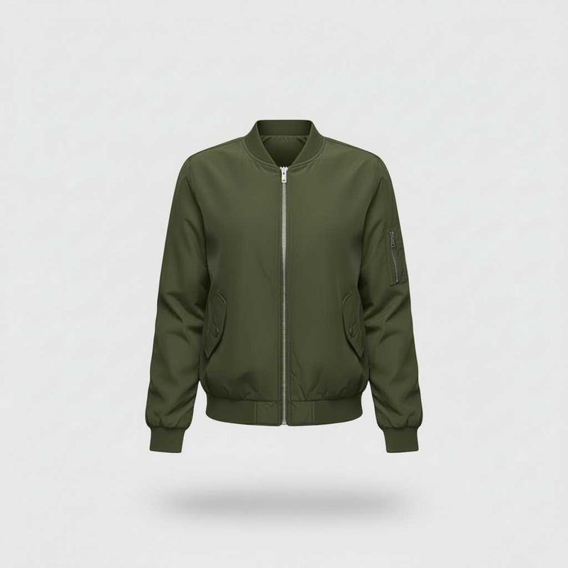 Women's Short Bomber Jacket | Casual Zipper Design