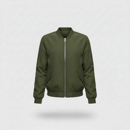 Women's Short Bomber Jacket | Casual Zipper Design