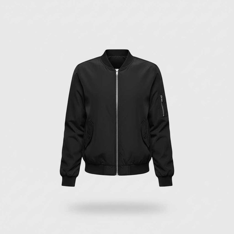 Women's Short Bomber Jacket | Casual Zipper Design