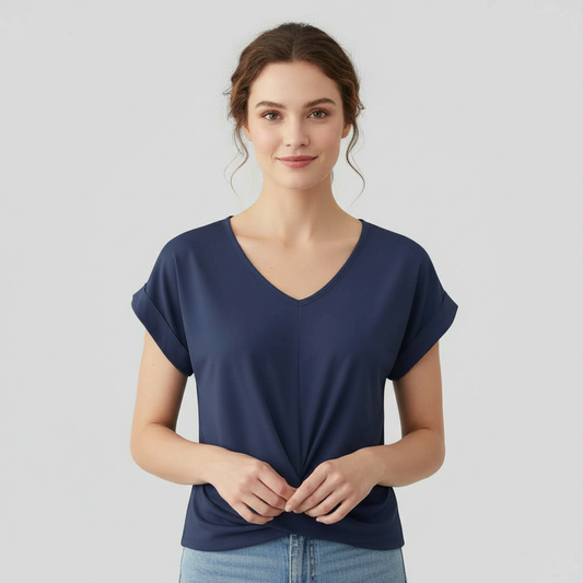 Women's V-Neck Twist Top | Casual Going Out Blouse