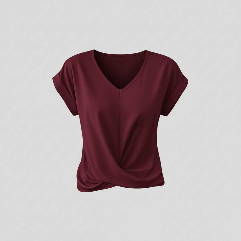 Women's V-Neck Twist Top | Casual Going Out Blouse