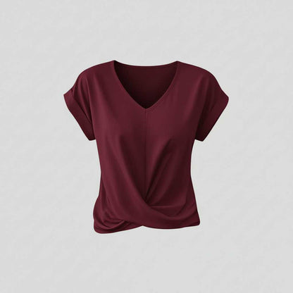 Women's V-Neck Twist Top | Casual Going Out Blouse