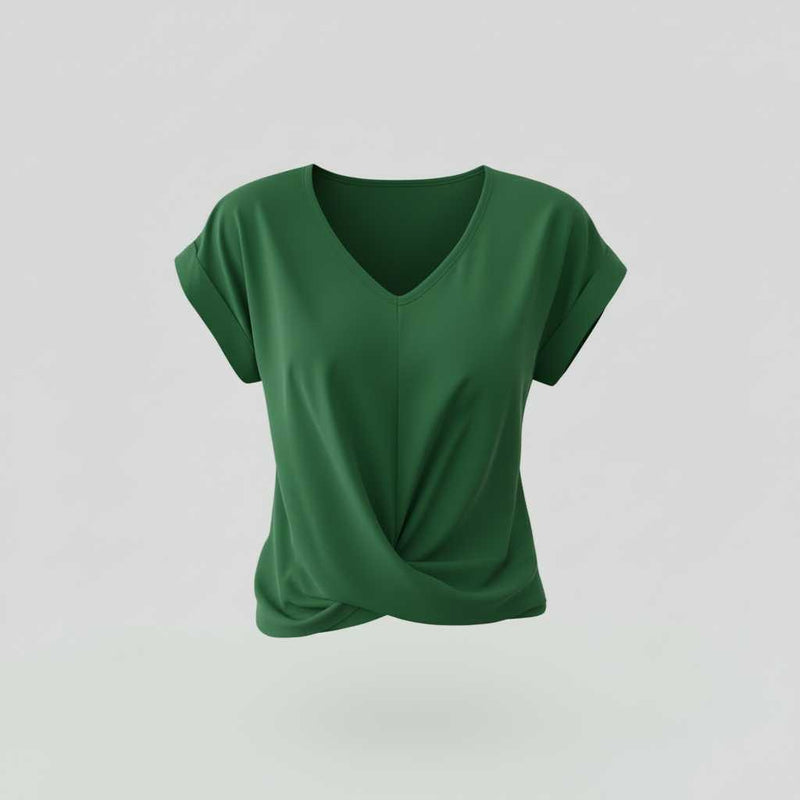 Women's V-Neck Twist Top | Casual Going Out Blouse